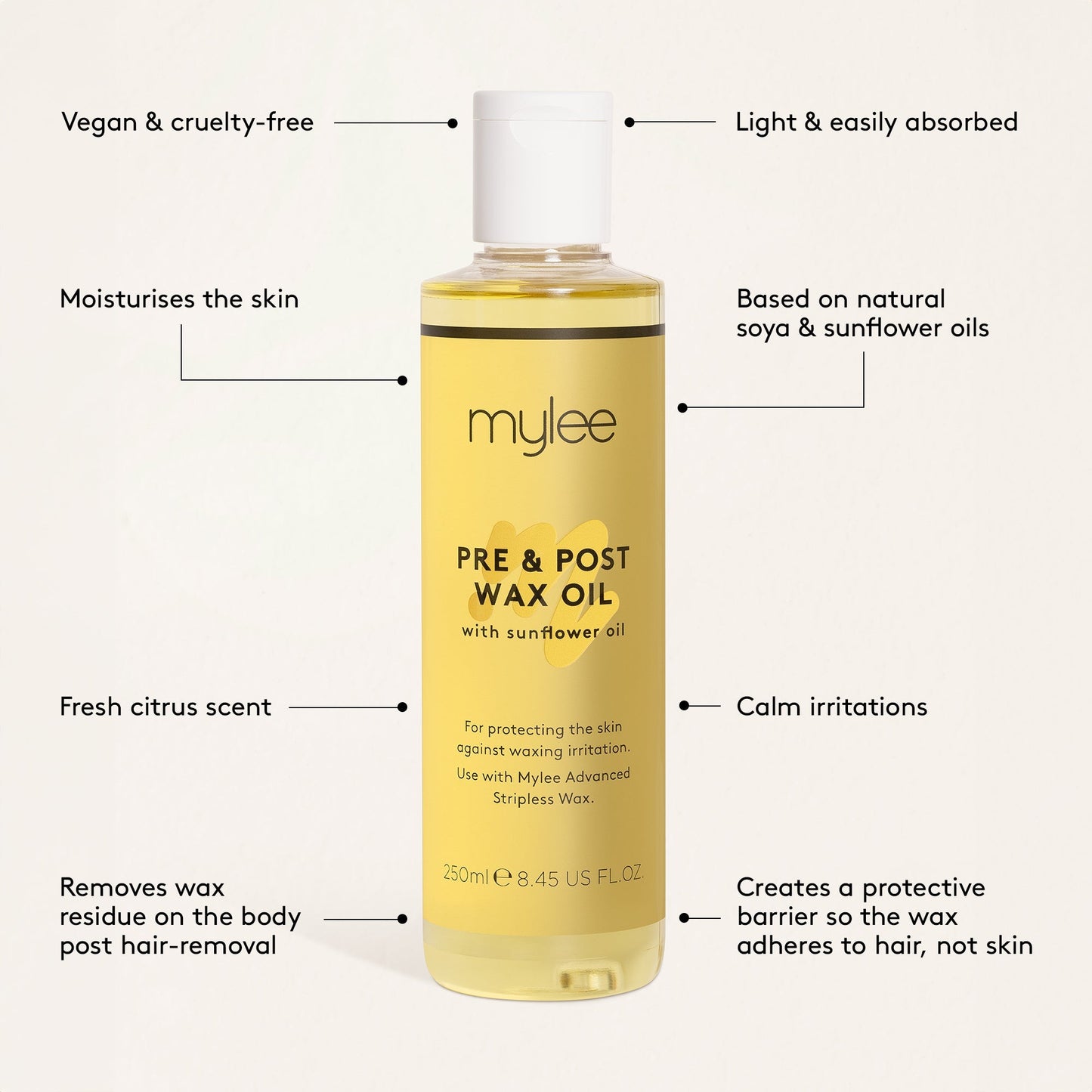 Huile pré et post-épilation Mylee - 250ml
